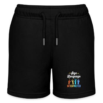 Sign language sign ASL deaf - Kids Organic Sweat Shorts by Stanley/Stella - black - Front