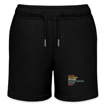 Dog Loving Coffee Drinking Book Reading - Kinder Organic Joggingshorts Mini Bolter von Stanley/Stella - Schwarz - Vorne