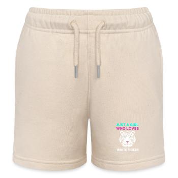 Weißer Tiger - Kinder Organic Joggingshorts Mini Bolter von Stanley/Stella - Natur - Vorne