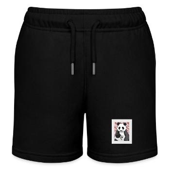 Asien Panda Pandabär Bär China Kirschblüte Kind - Kinder Organic Joggingshorts Mini Bolter von Stanley/Stella - Schwarz - Vorne