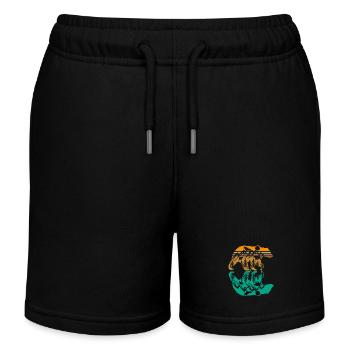 Mountains And Outdoor Lovers - Kids Organic Sweat Shorts by Stanley/Stella - black - Front
