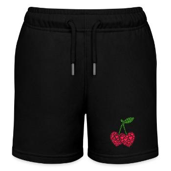 Cherries Cherries Fruits Food - Kids Organic Sweat Shorts by Stanley/Stella - black - Front