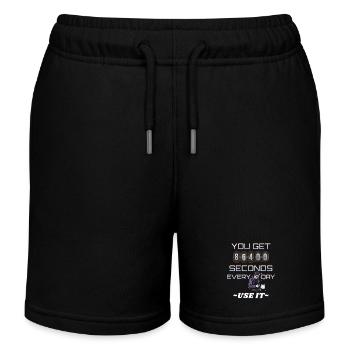 Every day 86400 seconds, Make the most of it - Kids Organic Sweat Shorts by Stanley/Stella - black - Front
