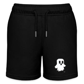 Funny Little Cartoon Pixel Ghost - Kids Organic Sweat Shorts by Stanley/Stella - black - Front