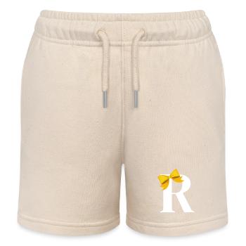 Buchstabe r gelbe Schleife - Kinder Organic Joggingshorts Mini Bolter von Stanley/Stella - Natur - Vorne