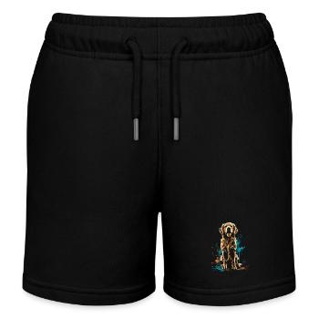 Funny Golden Retriever Dog Art Dog Owner - Kids Organic Sweat Shorts by Stanley/Stella - black - Front