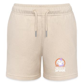 Too cute to spook sweet Halloween design - Kids Organic Sweat Shorts by Stanley/Stella - soft Ecru - Front