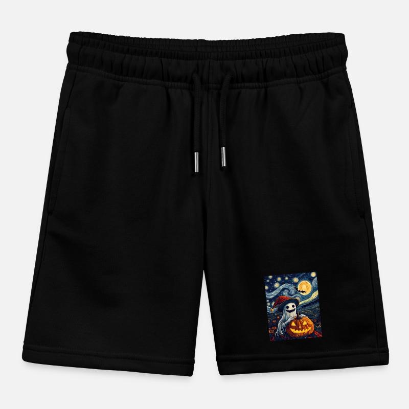 Halloween Gift Ghost with Christmas Hat Decoration Kids Organic Sweat Shorts by Stanley/Stella