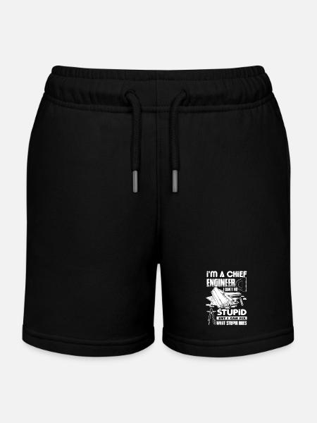 Chief Engineer I Cannot Fix Stupid - Kids Organic Sweat Shorts by Stanley/Stella - black