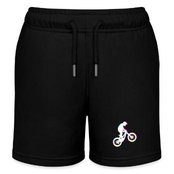 Mountain biking Mountain biking Mountain bikers - Kids Organic Sweat Shorts by Stanley/Stella - black - Front