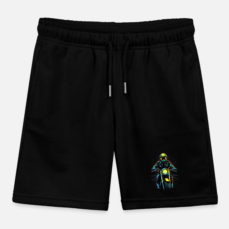 Neon Motorcycle Rider Kids Organic Sweat Shorts by Stanley/Stella