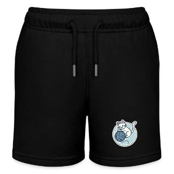 Süßes weißes Kätzchen, das mit einem Garn spielt - Kinder Organic Joggingshorts Mini Bolter von Stanley/Stella - Schwarz - Vorne
