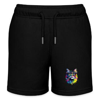 Cat Norwegian Forest Cat Norwegian Forest Cats - Kids Organic Sweat Shorts by Stanley/Stella - black - Front