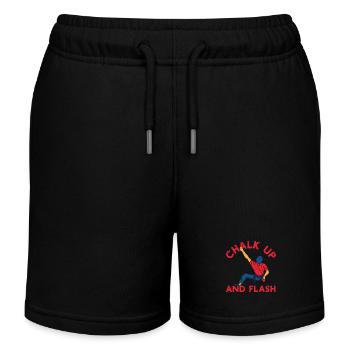 Chalk Up and Flash Boulderer Boulder - Kids Organic Sweat Shorts by Stanley/Stella - black - Front