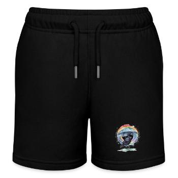 Regenbogen Krähe Krähen Raben Rabe Regenschirm - Kinder Organic Joggingshorts Mini Bolter von Stanley/Stella - Schwarz - Vorne