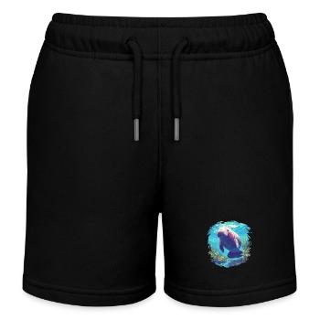 Seekuh Manatees Manatee - Kids Organic Sweat Shorts by Stanley/Stella - black - Front
