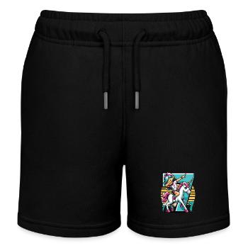 Birthday 7 Years Unicorn Dab - Kids Organic Sweat Shorts by Stanley/Stella - black - Front