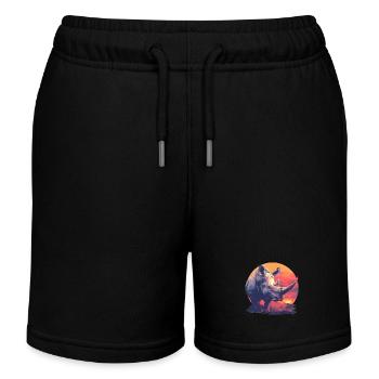 Rhino Nashörner Nashorn - Kinder Organic Joggingshorts Mini Bolter von Stanley/Stella - Schwarz - Vorne
