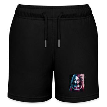Cute Girl Halloween Scary Smile jigsaw - Kids Organic Sweat Shorts by Stanley/Stella - black - Front