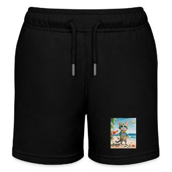 Plage Fun Cat Illustration Beachside Fun Cat - Short de jogging enfant bio Stanley/Stella - noir - Devant