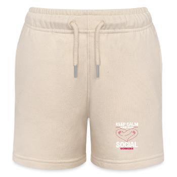Stay calm and embrace social workers - Kids Organic Sweat Shorts by Stanley/Stella - soft Ecru - Front