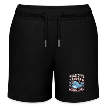 Narwal Spruch Narwale Lustiges Narwal Geschenk - Kinder Organic Joggingshorts Mini Bolter von Stanley/Stella - Schwarz - Vorne