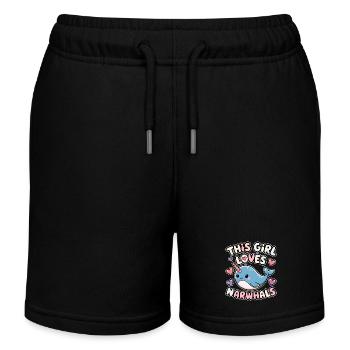 Narwal Spruch Narwale Lustiges Narwal Geschenk - Kinder Organic Joggingshorts Mini Bolter von Stanley/Stella - Schwarz - Vorne