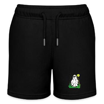 kleiner weisser Geist Halloween - Kinder Organic Joggingshorts Mini Bolter von Stanley/Stella - Schwarz - Vorne