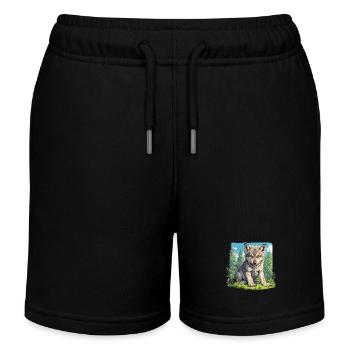 Wölfe Wolf - Kinder Organic Joggingshorts Mini Bolter von Stanley/Stella - Schwarz - Vorne