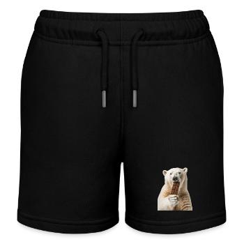 Eisbär - Kinder Organic Joggingshorts Mini Bolter von Stanley/Stella - Schwarz - Vorne