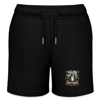I Love My Wife And Great Pyrenees - Kids Organic Sweat Shorts by Stanley/Stella - black - Front