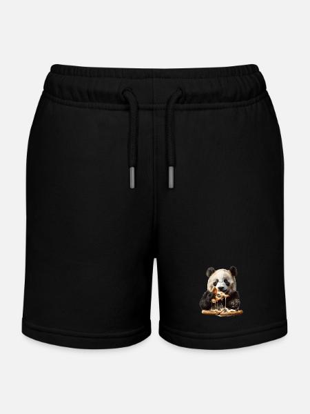 Panda - Kids Organic Sweat Shorts by Stanley/Stella - black