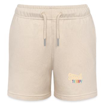 Speech Therapy Colorful Letters - Kids Organic Sweat Shorts by Stanley/Stella - soft Ecru - Front