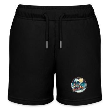 Christmas Mouse Railway Model Railway Kids - Kids Organic Sweat Shorts by Stanley/Stella - black - Front