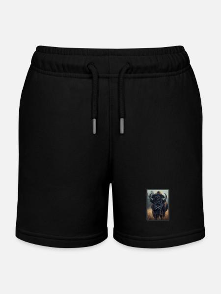 Bisons Bison - Kids Organic Sweat Shorts by Stanley/Stella - black