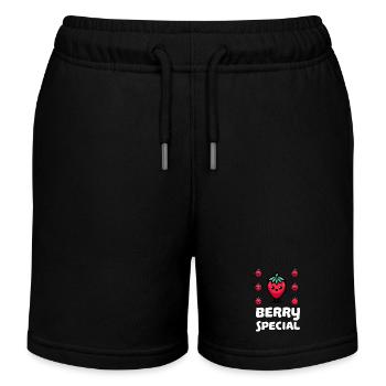 Berry Special Strawberry - Kids Organic Sweat Shorts by Stanley/Stella - black - Front