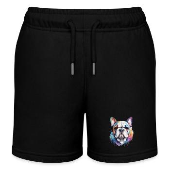Französische Bulldogge Cool Cool Bunt - Kinder Organic Joggingshorts Mini Bolter von Stanley/Stella - Schwarz - Vorne