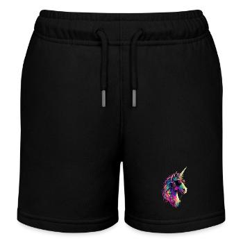 Licorne coloré arc-en-ciel chevaux chevauchant licornes - Short de jogging enfant bio Stanley/Stella - noir - Devant
