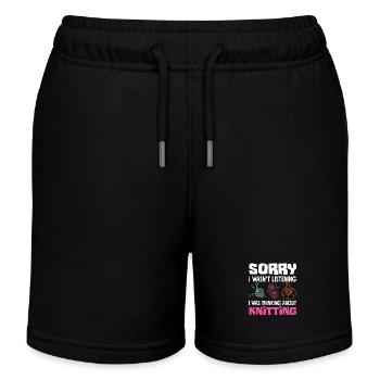 Entschuldigung, War Am Stricken Denken - Kinder Organic Joggingshorts Mini Bolter von Stanley/Stella - Schwarz - Vorne