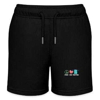 Frieden Liebe Stricken Handarbeit - Kinder Organic Joggingshorts Mini Bolter von Stanley/Stella - Schwarz - Vorne