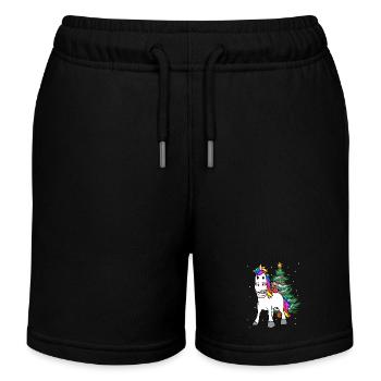 Christmas Child Kids Gifts Unicorn Teddy - Kids Organic Sweat Shorts by Stanley/Stella - black - Front