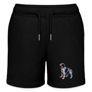 Brittany Spaniel Geometric - Kids Organic Sweat Shorts by Stanley/Stella - black - Front