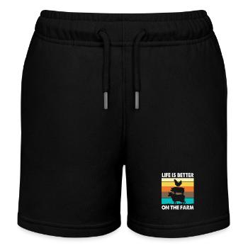 Farmer Farmer Farmer's Wife Farm - Kids Organic Sweat Shorts by Stanley/Stella - black - Front