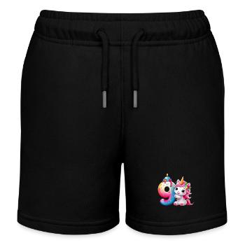 NUMBER 9 YEARS UNICORN 9TH BIRTHDAY - Kids Organic Sweat Shorts by Stanley/Stella - black - Front