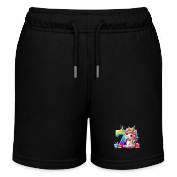 NUMMER 7 JAHRE EINHORN 7. GEBURTSTAG - Kinder Organic Joggingshorts Mini Bolter von Stanley/Stella - Schwarz - Vorne