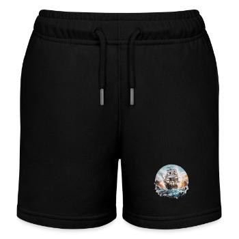 Segelschiff, Fregatte, Boot - Kinder Organic Joggingshorts Mini Bolter von Stanley/Stella - Schwarz - Vorne