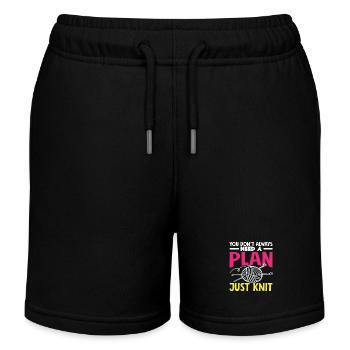 Stricken Kein Plan Einfach Stricken - Kinder Organic Joggingshorts Mini Bolter von Stanley/Stella - Schwarz - Vorne