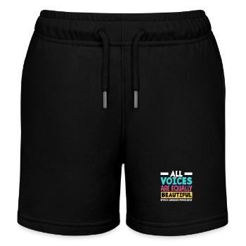 All Voices Are Equally Beautiful Speech Therapist - Kids Organic Sweat Shorts by Stanley/Stella - black - Front