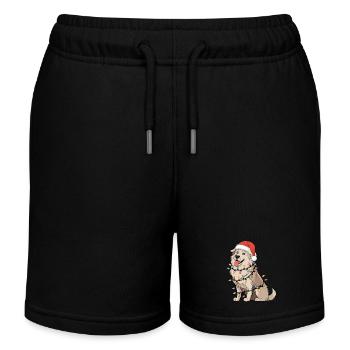 Great Pyrenees Christmas Lights Xmas Dogs Gifts - Kids Organic Sweat Shorts by Stanley/Stella - black - Front