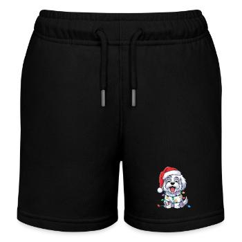 Coton de Tuléar Lumières de Noël Noël Chiens Cadeaux - Short de jogging enfant bio Stanley/Stella - noir - Devant